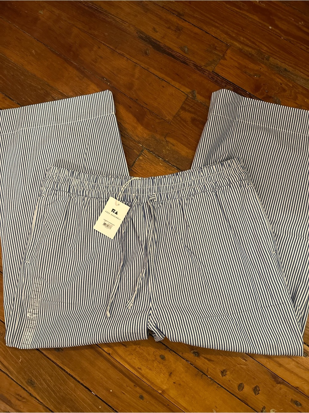 NWT Free Assembly Stripe Drawstring Pants - Blue & White
